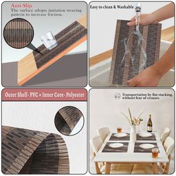 Aura 6-Pcs Brown High Quality Rectangular Table Placemats image 4
