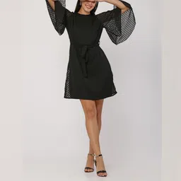 Moda Rapido Flutter Sleeve Georgette Fit & Flare Dress-image-97