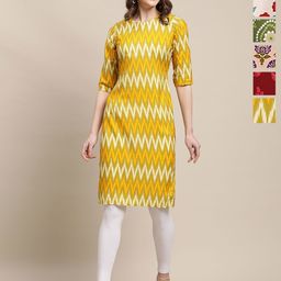 7Threads Women Pack Of 6 Ethnic Motifs Printed Straight Crepe Kurta-image-83