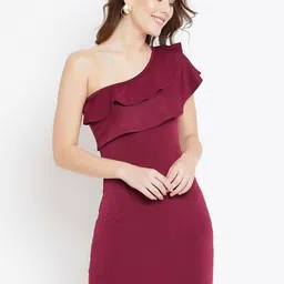 Moda Rapido One Shoulder Flutter Sleeve Scuba Bodycon Mini Dress-picture-12