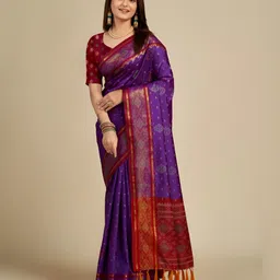 OFLINE SELECTION Ethnic Motifs Woven Design Zari Patola Saree-picture-0