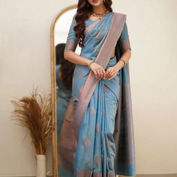 bigben textile Ethnic Motifs Zari Silk Blend Banarasi Saree-image-45