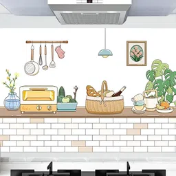 Jaamso Royals Green & Brown Kitchen Accessories Oil Proof Self-Adhesive Wall Sticker-20