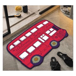 KolorFish Adorable Super Absorbent Quick Dry Cute Animal Anti Slip Bathroom Mat London Bus - Red-11