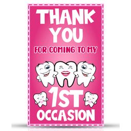 Zyozi Tooth Theme Thank You Tags Pink - Pack of 40-8