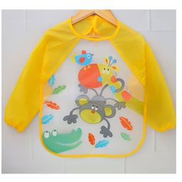 Yellow Bee Polyester Monkey Print Art Smock with Adjustable Closure for Boys White and Yellow-image-15