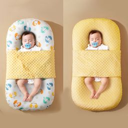 StarAndDaisy Baby lounger portable baby bed with pillow cushion soft breathable Co Sleeper for baby in Bed, Machine washable- Yellow-12