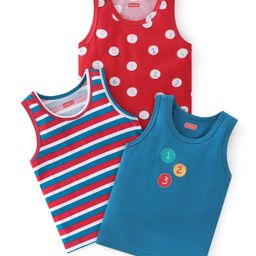 Babyhug 100% Cotton Sando Number Print Pack Of 3 - Red & Blue-image-14