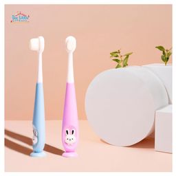 THE LITTLE LOOKERS Baby Toothbrush I Supersoft Bristles & Section Cup Base Tooth Brush for Kids/Babies/Toddlers - Pink & Blue (Pack of 2)-image-94