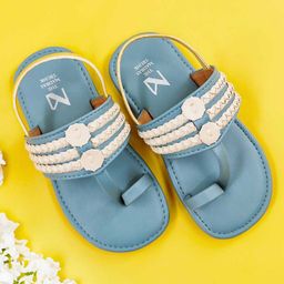 The Madras Trunk Strap Design Detailed Kolhapuri Sandals - Blue-image-79