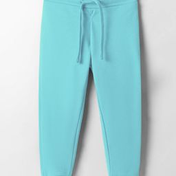 UCB Cotton Blend Knit Full Length Solid Track Pant - Aqua Blue-image-64