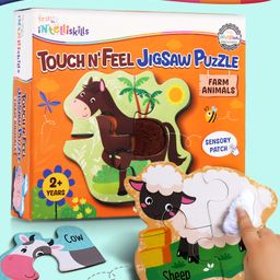 Intelliskills Touch N Feel Jigsaw Puzzle - Farm Animals |Multi-Texture Pieces for Sensory Development |Develops Animal Recognition & Tactile Learning |For Gifting |BIS Certified |Educator Recommended-image-37