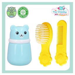 The Cheeky Kidzz Baby Skin Care Powder Talcum Puff Case Cum Container Box With Soft Bristles Hair Comb Brush For Babies First Shower Gift (ASSORTED)-19