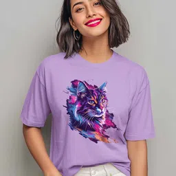 Storeily Whisker Wonderland Graphic Printed Drop-Shoulder Sleeves Cotton Oversized T-shirt-image-26