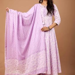 NAMA'S Women Floral Printed Pure Cotton Kurta Set With Dupatta-42