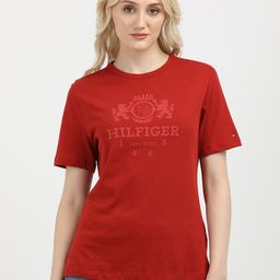 Tommy Hilfiger Women Typography Printed Round Neck Cotton T-shirt-picture-19