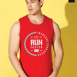 WOOSTRO Pack Of 2 Printed Pure Combed Cotton Gym VestsVWS26(RUN RED)(98 BLACK)-16