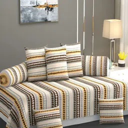 AMRANGE Off White & Grey 8 Pieces Striped Diwan Set-21