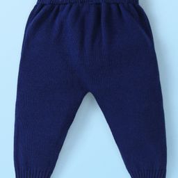 Babyhug Knitted Full Sleeves Front Open Sweater Set with Cap & Aztec Design - Navy Blue image 5