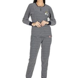 evolove Women Striped Pure Cotton Night suit-image-86