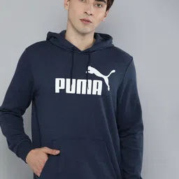 Puma Men Navy Blue Brand Logo Printed Hooded Sweatshirt-image-93