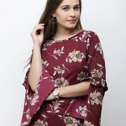 Cation Women Maroon Floral Printed Top-picture-19