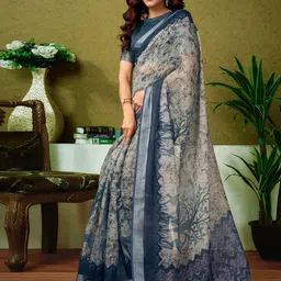 all about you Ethnic Motifs Pure Linen Ready to Wear Tussar Saree-picture-18