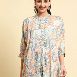 Shree Liva Mandarin Collar Printed Tunic-image-5