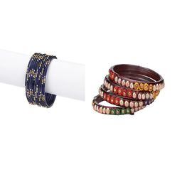 SOMIL Set of 16 Blue Alloy Artificial Stones & Beads Bangles-image-96