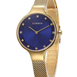 Curren Women Dial & Stainless Steel Wrap Around Straps Analogue Watch 9008-Gold-image-29