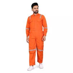 Areevanz 240 GSM Cotton Orange Safety Coverall Boiler Suit with Reflective Tape Size- L-13