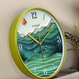 RANDOM White & Blue Printed Contemporary Round Shaped Analogue Wall Clock-9