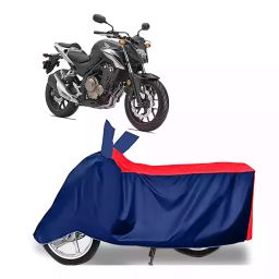 Auto Pearl Two Wheeler Cover with Bag for Honda CB 500, Red & Blue-image-33