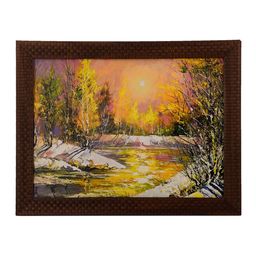 eCraftIndia Multicoloured Fall Scenery Framed UV Wall Art-37