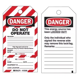 BRADY LOCK OUT TAG, PAPER, BLACK/RED ON WHITE, WKT3 (Pack of 25)-picture-42