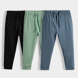 Orange Sugar Kids Pack Of 3 Pure Cotton Mid-Rise Joggers-picture-41