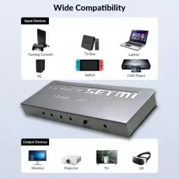 SETMI INDIA HDMI Splitter 1 Input 4 Output Ultra-Slim Supports 4K@30Hz (3840x2160), Silver image 2