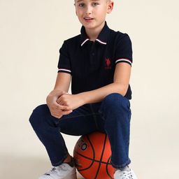 U.S. Polo Assn. Kids Boys Polo Collar Indigo Pure Cotton T-shirt-image-68