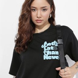 The Roadster Life Co. Typography Printed Drop-Shoulder Sleeves Oversized T-shirt-image-66