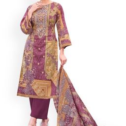 DRAVINAM Trends Floral Embroidered Thread Work Pure Cotton Unstitched Dress Material-image-74