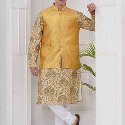 Sethukrishna Men Ethnic Motifs Printed Regular Kurta with Churidar-15