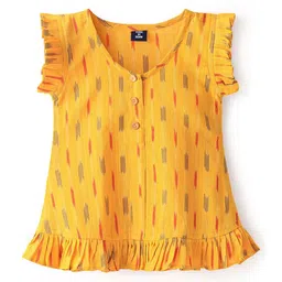 JAV CREATIONS Print Flutter Sleeve Cotton Top-image-68