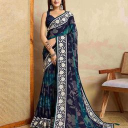 NIDHARSHANA SAREES Floral Pure Georgette Saree-image-59