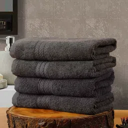 Creeva Classic Grey 4 Pieces Textured Cotton 545 GSM Hand Towels-11