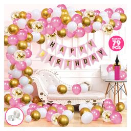 Zyozi Metallic Birthday Decor Kit Multicolour - Pack of 79-image-80