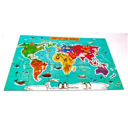Fingo Brain Wooden Jumbo Jigsaw Map of The World Multi color - 30 Pieces-10