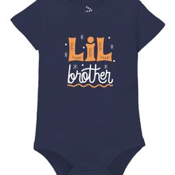 Zeezeezoo Half Sleeves Sibling Theme Little Brother Printed Onesie - Navy Blue-image-26