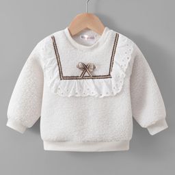 Kookie Kids Full Sleeves Sweatshirt with Bow Applique - Cream-picture-28