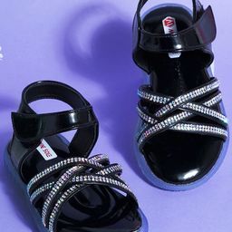 Mine Sole Stone Embellished LED  Sandals - Black-image-8