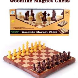 AKN TOYS Magnetic Games Woodlike Magnet Chess Board Game With Folding Chess Board Premium Quality Staunton Chess Pieces And Storage Box  - Multicolor-28